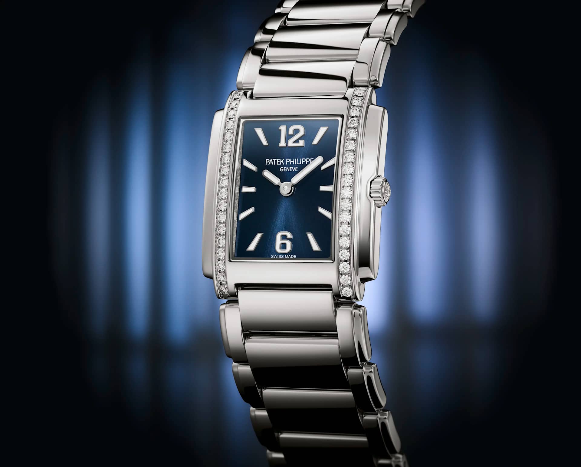 Patek Philippe steel watches　高級時計 Twenty~4 Stainless Steel Blue Sunburst Dial Watch ref. 4910