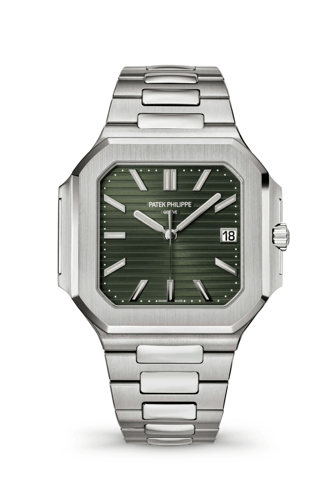 Patek Philippe Cubitus 5821/1A-001 in steel with an olive green dial