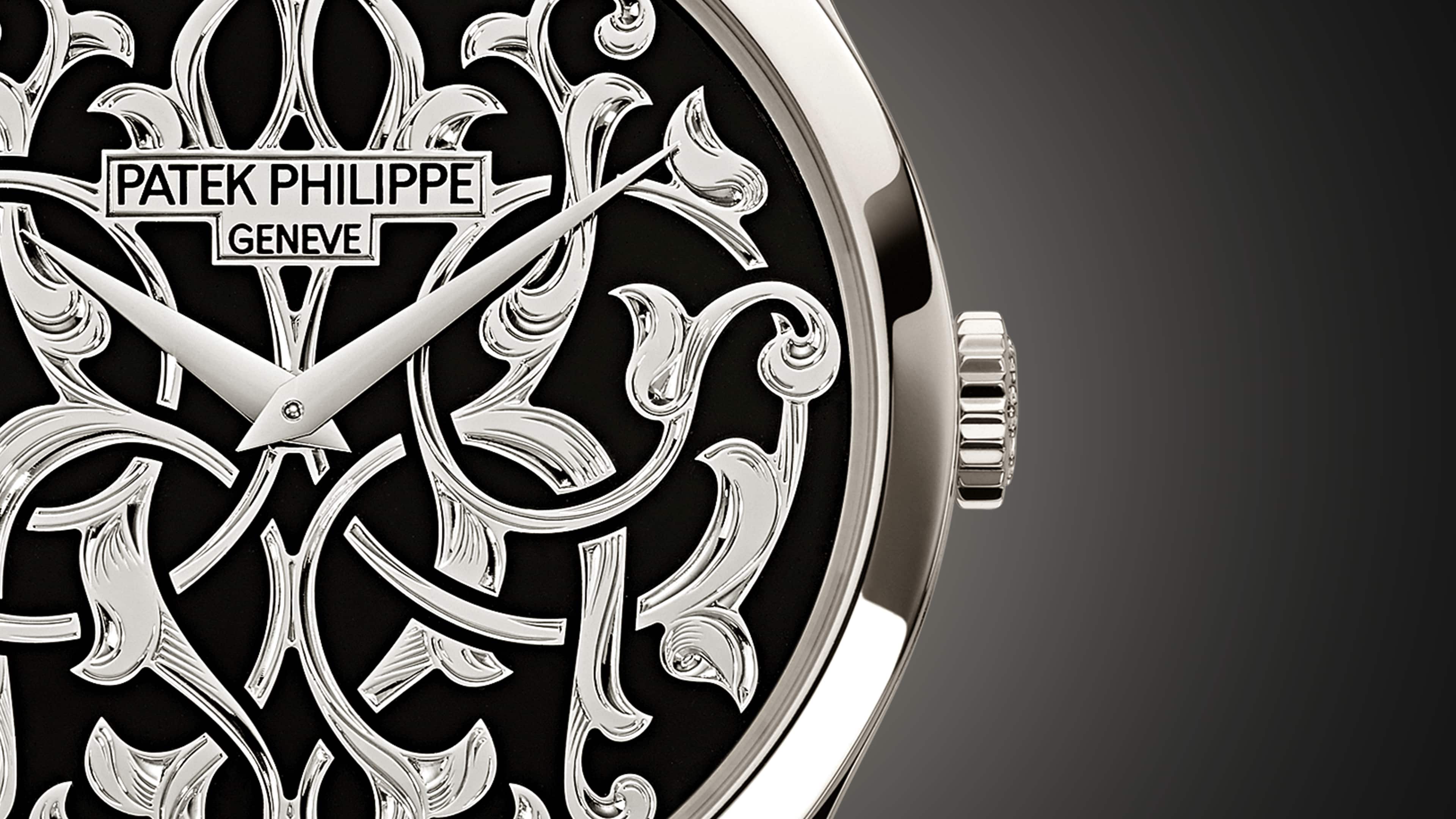 Calatrava Engraved Black Dial Platinum ref. 5088/100P-001 | Patek