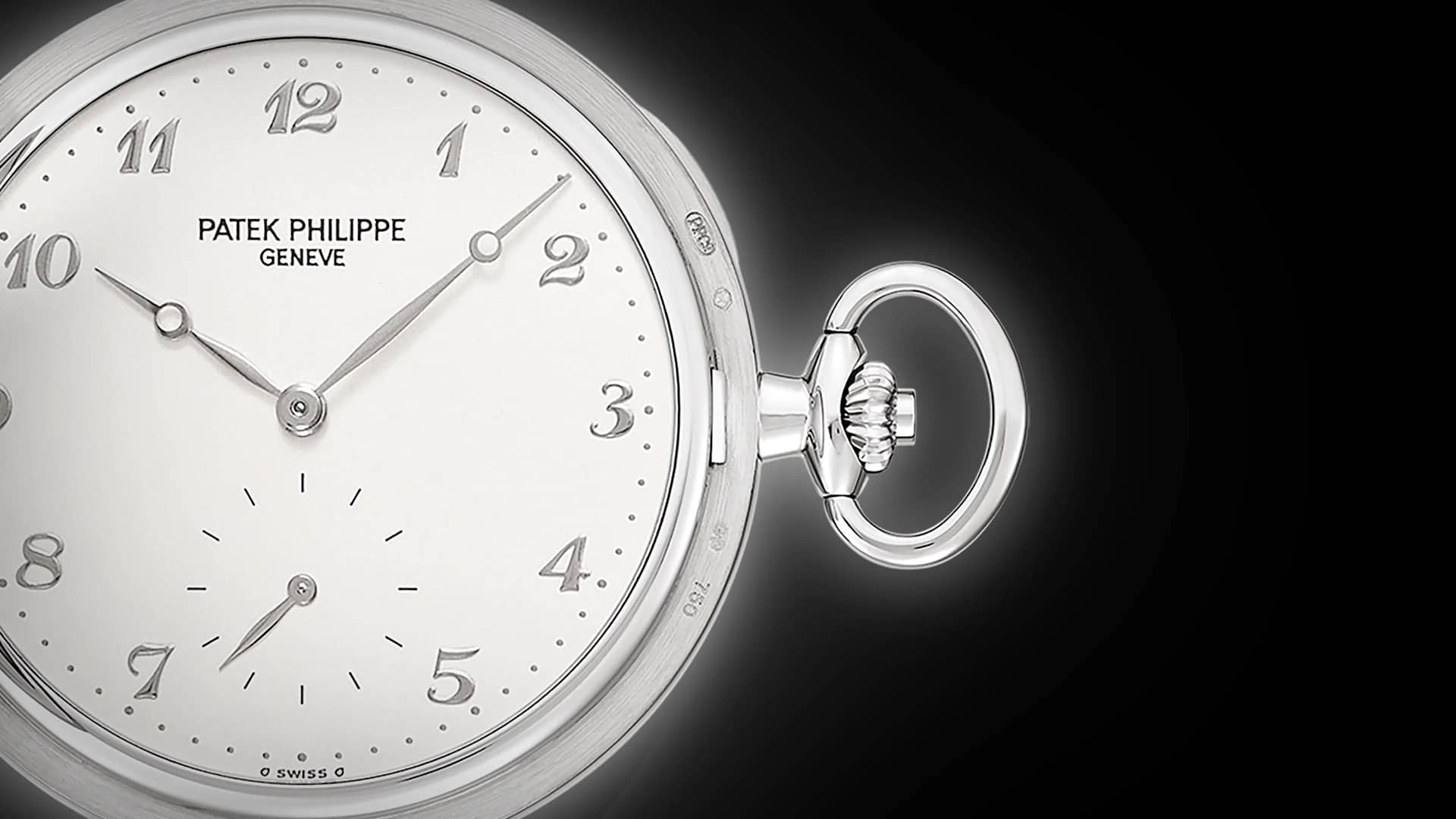 White Gold Hunter Case Pocket Watch Silver Numerals ref. 980G-010